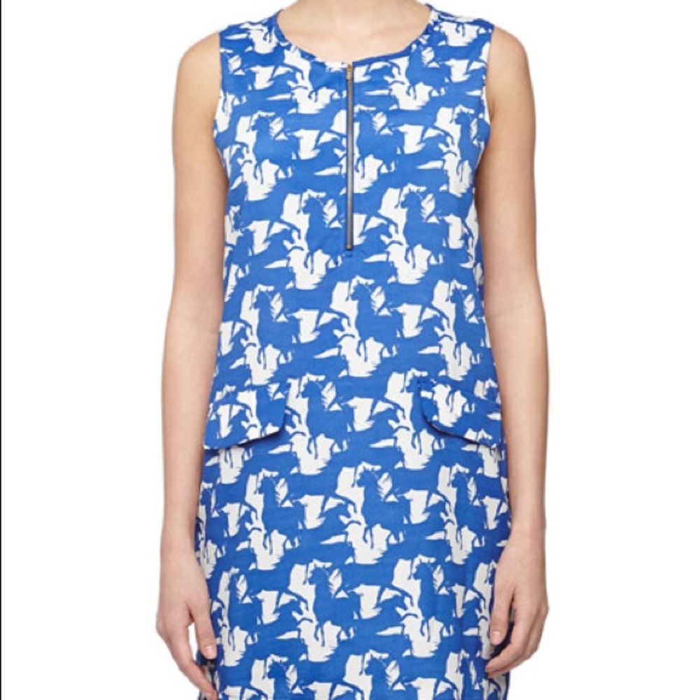 $98 Collective Concepts blue horse print dress